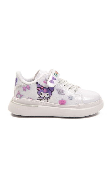 White Patent Leather Glittery Velcro Light Flexible Girls Sports Shoes 2540-26K P