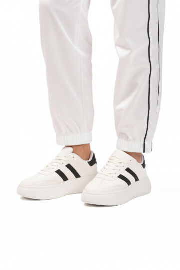 حذاء رياضي أبيض أسود برباط ونعل مرتفع للجنسين DVS-01 Z