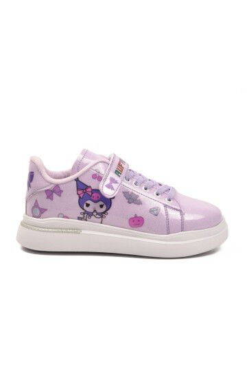 Lilac Patent Leather Glittery Velcro Lightweight Girls Sneakers 2540-26K F