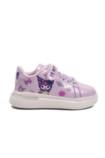 Lilac Patent Leather Glittery Velcro Light Flexible Girls Sports Shoes 2540-26K P
