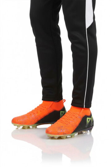 Neon Orange Black Sock Lace-Up Mens Cleats MK-252-153 M