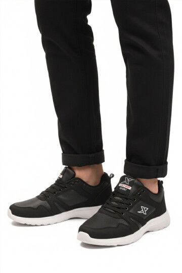 Black and White Large Size Lace-Up Mens Sneakers Xstep 020-Skin M