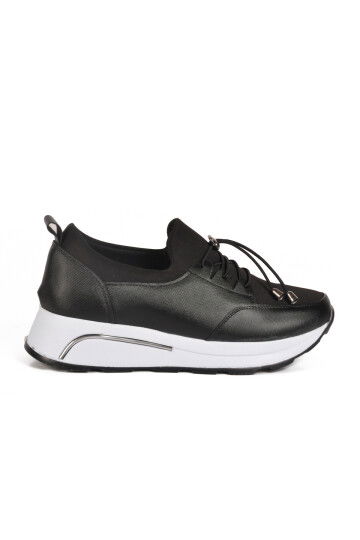 Black and White Lock Lace-Up Womens Casual Shoes 1706 Z