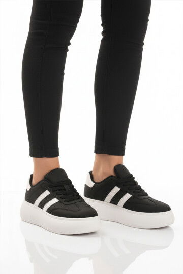 Black and White High Sole Lace-Up Unisex Sneaker DVS-01 Z