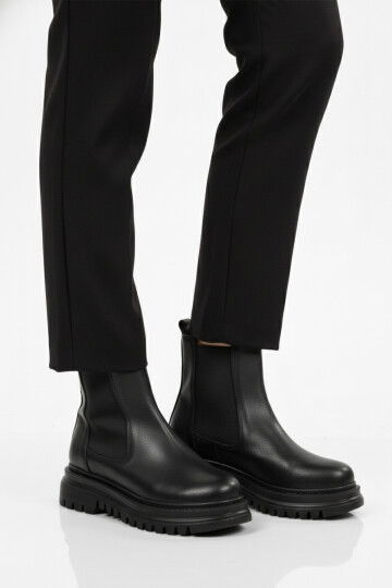 Siyah Cilt Kürklü Kolay Giyilebilir Kaymaz Kadın Chelsea Bot 473093 Z