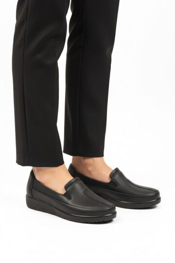 Black Skin Lightweight Flexible Anatomical Womens Casual Shoes 293117 Z