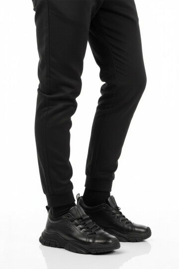 Siyah Floter Hakiki Deri Dar Kalıp Erkek Casual Ayakkabı 260037 M