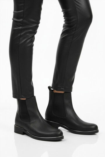 Black Floater Fur Non-Slip Easy-To-Wear Elastic Womens Boots PC-55086 Z