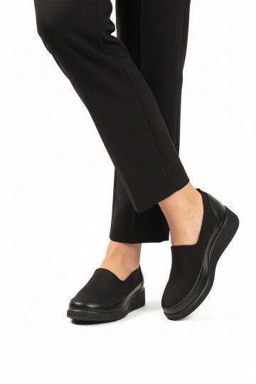 Black Floater Textile Womens Casual Shoes 651586 Z