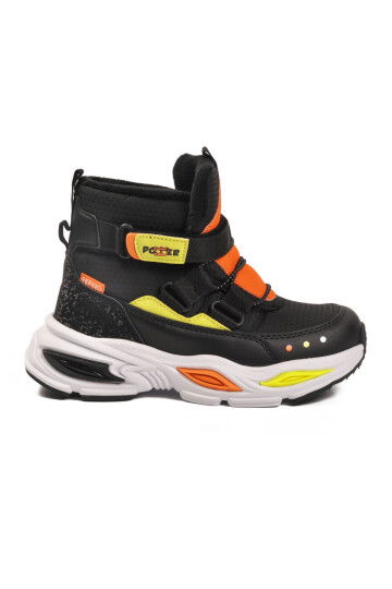 Siyah Cırtlı İçi Polarlı Soğuğa Dirençli Kaymaz Erkek Çocuk Bot 2087 F