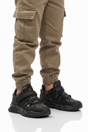 Black Velcro Lightweight Flexible Boys Sneakers 2021 F