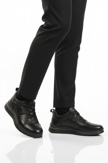 Siyah Hakiki Deri Ortopedik Erkek Casual Ayakkabı 252070 M