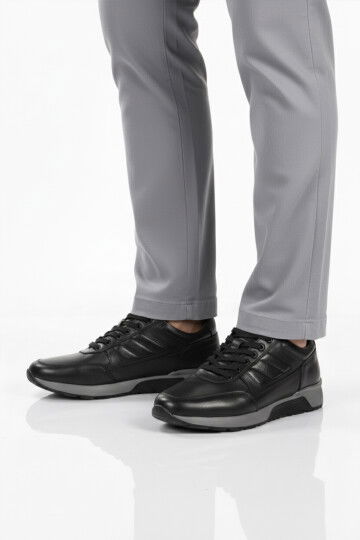 Black Genuine Leather Mens Casual Shoes 2720-1 M