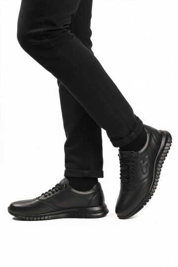 Black Lace-Up Leather Gel Sole Anatomic Mens Casual Shoes 315 M