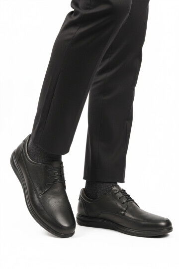 Black Genuine Leather Gel Sole Anatomic Mens Casual Shoes 473 M