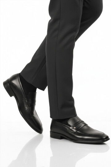 Siyah Hakiki Deri Erkek Klasik Ayakkabı 2818 M