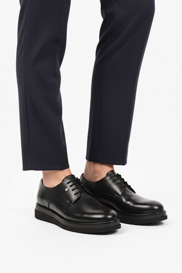 Black Lightweight Genuine Leather Eva Sole Mens Classic Shoes 361004 M