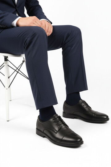 Black Lace-Up Genuine Leather Gel Sole Anatomic Mens Classic Shoes 425 M