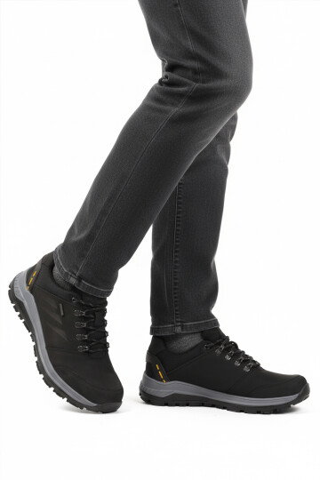 Siyah Hakiki Deri Kaymaz Su İtici Erkek Outdoor Ayakkabı 2343 M