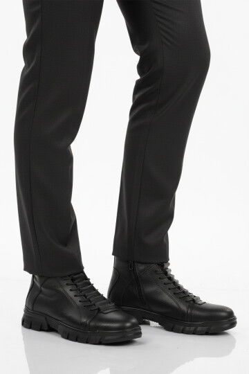 Siyah İçi Polarlı Kaymaz Fermuarlı Erkek Bot 660 M