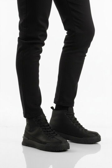 Siyah Nubuk Hakiki Deri Kaymaz Erkek Bot 260014 M