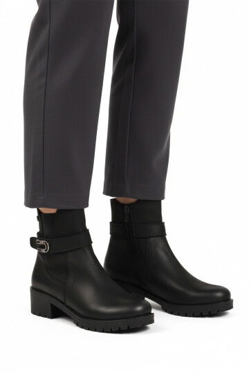 Black Nubuck Genuine Leather Polar Non-Slip Womens Boots 3376K Z