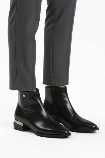 Shiny Black Fur-lined Cold-Resistant Womens Boots PC-54991 Z