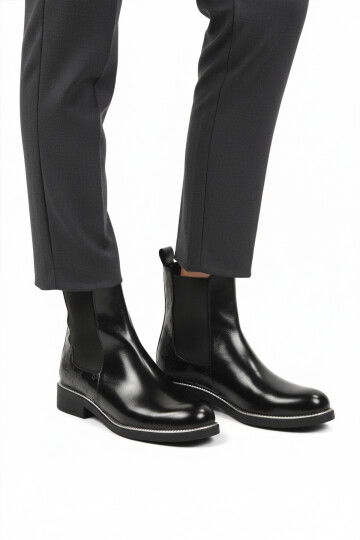 Black Furry Non-Slip Easy-To-Wear Elastic Womens Boots PC-55086 Z