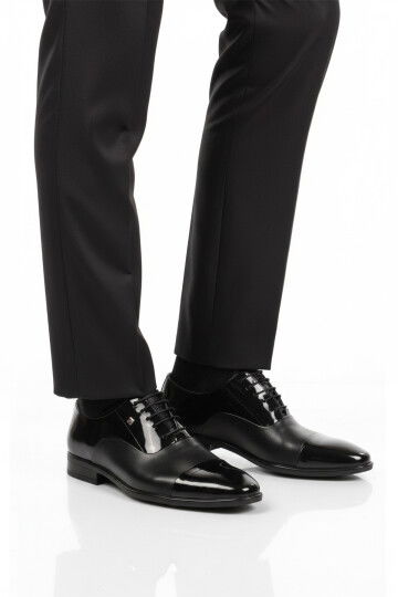 Siyah Rugan Hakiki Deri Erkek Klasik Ayakkabı 2805 M