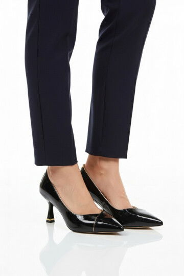 Black Patent Leather Thin Heeled Womens Evening Shoes 357164 Z