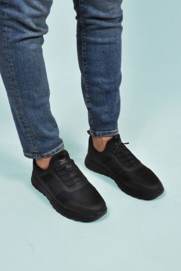 Black Lightweight Flexible Lock Lace-Up Mens Sneakers Nans 6006 M