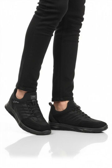 Siyah Elastik Bağcıklı Hafif Esnek Erkek Spor Ayakkabı Dong 2534 M