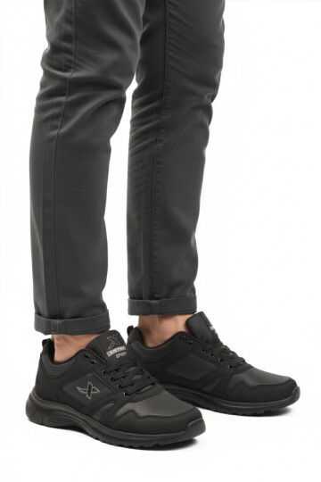 Black Large Size Lace-Up Mens Sneakers Xstep 020-Skin M