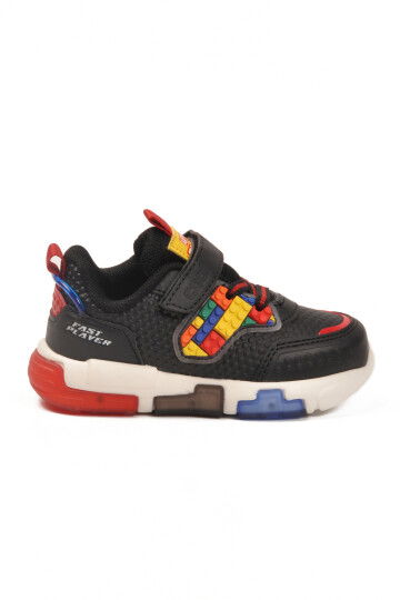 Black Velcro Lightweight Baby Sneakers Heros B