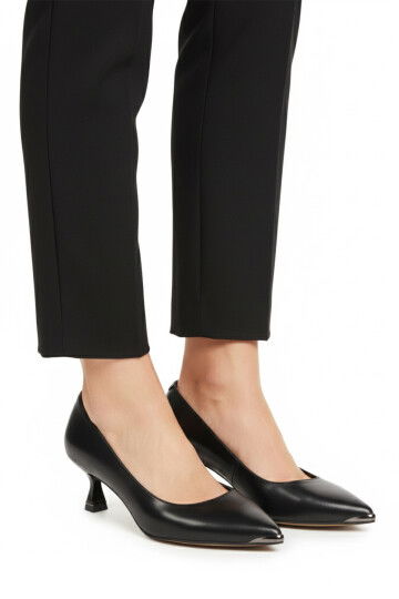 Black Thin Short Heeled Womens Evening Shoes 357171 Z