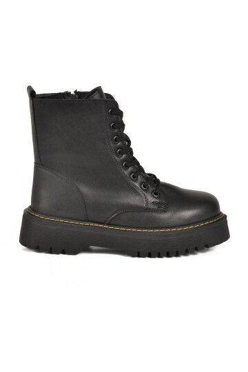 Black Lace-Up Zippered Fleece Womens Boots Terra 5000 Z