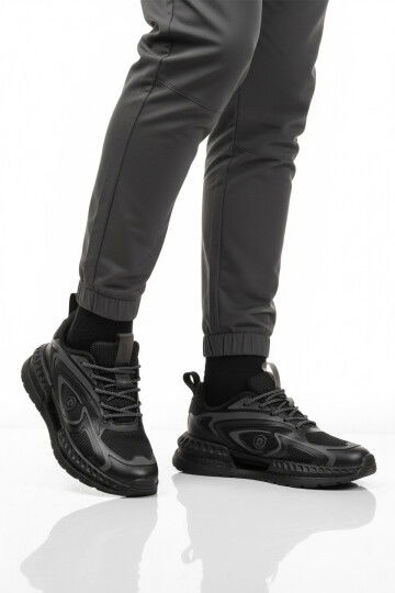 Siyah Fileli Hafif Esnek Erkek Spor Ayakkabı PCI-11616 M