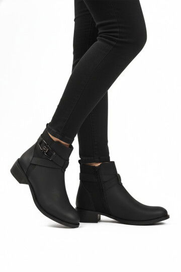 Siyah Zümrüt İçi Kürklü Fermuarlı Kaymaz Kadın Bot 547819 Z