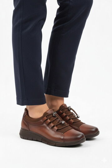 Tan Rubber Laced Light Flexible Womens Casual Shoes 293120 Z