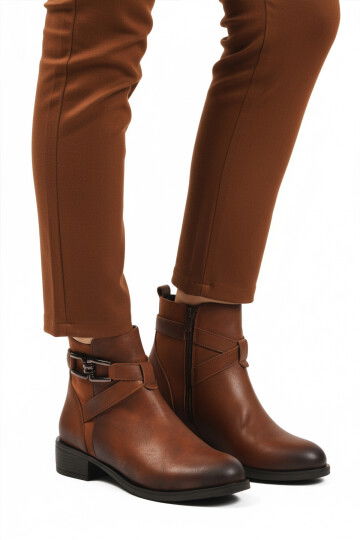 Taba Zümrüt İçi Kürklü Fermuarlı Kaymaz Kadın Bot 547819 Z