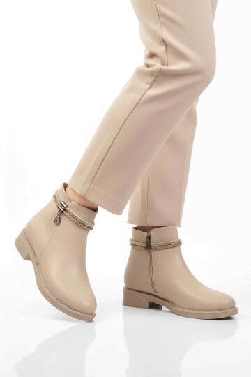 Bej Cilt Fermuarlı Kaymaz Bot 325126 Z