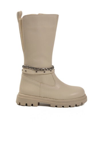 Bej İçi Polarlı Fermuarlı Kız Çocuk Çizme Paris-26K F