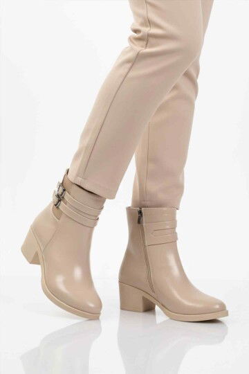 Bej İçi Kürklü Topuklu Kadın Bot 1006 Z