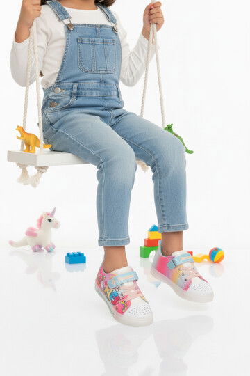Renkli Desenli Cırtlı Kız Çocuk Sneaker 1842 P