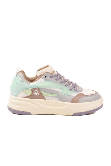 Beyaz Lila Bağcıklı Hafif Kadın Spor Ayakkabı BNI-10000 G