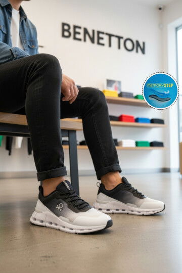 Beyaz Bağcıklı Hafızalı Taban Erkek Spor Ayakkabı BNI-11053 M