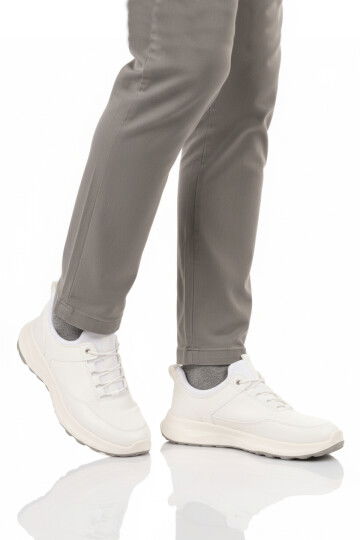 Beyaz Elastik Bağcıklı Hafif Cilt Erkek Casual Ayakkabı 460 M