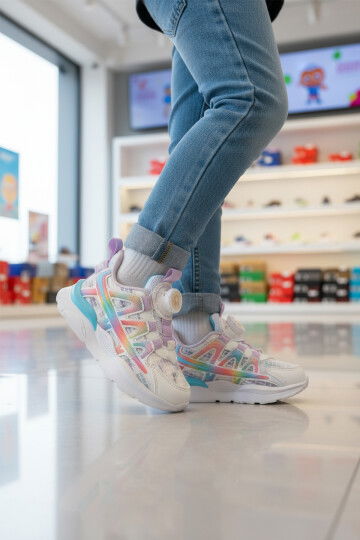 Beyaz Misina Bağcıklı KızÇocuk Spor Ayakkabı BNI-10256 P