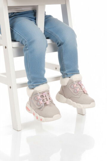 Buz Kilit Bağcıklı Hafif Desenli Kız Çocuk Bot Lici B