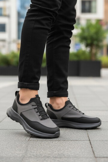Füme Elastik Bağcıklı Hafif Cilt Erkek Casual Yürüyüş Ayakkabı Sneaker 460 M